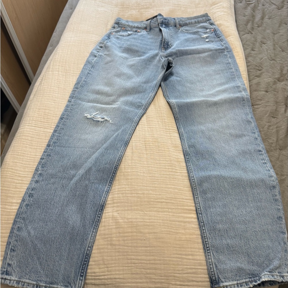 GAP Blue Relaxed Jeans with Distressed Hem